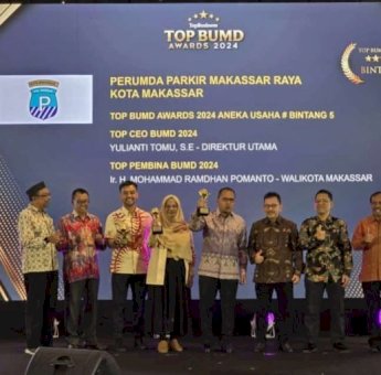Raih Predikat Bintang Lima, Yulianti Tomu TOP CEO BUMD Terbaik Pimpin Perumda Parkir Makassar