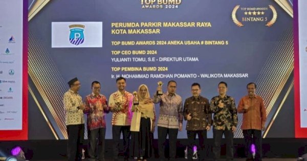 Raih Predikat Bintang Lima, Yulianti Tomu TOP CEO BUMD Terbaik Pimpin Perumda Parkir Makassar
