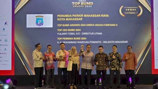 Raih Predikat Bintang Lima, Yulianti Tomu TOP CEO BUMD Terbaik Pimpin Perumda Parkir Makassar
