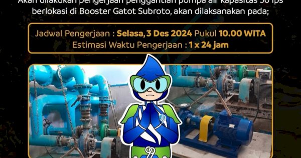 Maksimalkan Pelayanan, PDAM Ganti Pompa Air di Booster Gatot Subroto