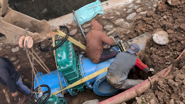 Pemerataan Air Bersih di Timur Kota, PDAM Makassar Lakukan Pekerjaan Koneksi Pipa PLTU Tello