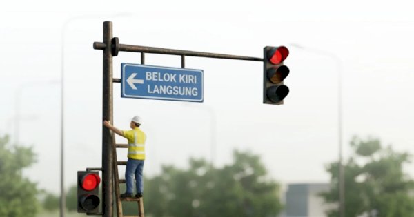 Dishub Makassar Pasang Rambu Belok Kiri Langsung di Sejumlah Titik