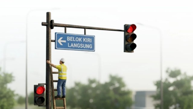 Dishub Makassar Pasang Rambu Belok Kiri Langsung di Sejumlah Titik