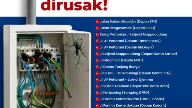17 Panel Listrik PJU dan Traffic Light di Makassar Dirusak OTK, Dishub: Ganggu Layanan dan Ancaman Keselamatan