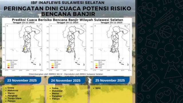 BPBD Makassar Imbau Warga Waspada Cuaca Ekstrem 23&ndash;24 November