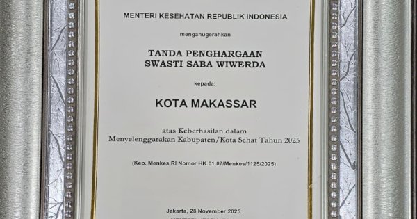 Kota Makassar Raih Penghargaan Swasti Saba Wiwerda 2025