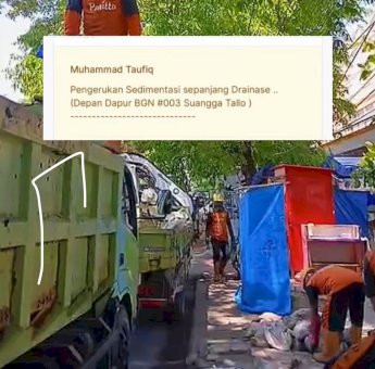 Satgas Drainase Dinas PU Makassar Lakukan Normalisasi Saluran Drainase di Jalan Sunu