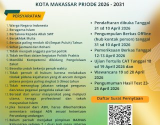 Dibuka Seleksi Komisioner BAZNAS Kota Makassar Periode 2026&ndash;2031, Ini Syarat dan Jadwalnya!