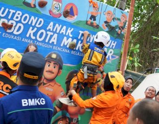 BPBD Makassar Perkuat Edukasi Kebencanaan Lewat Outbound Anak Tangguh