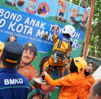 BPBD Makassar Perkuat Edukasi Kebencanaan Lewat Outbound Anak Tangguh