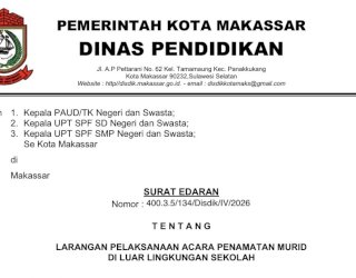 Tekankan Kesederhanaan, Disdik Makassar Larang Acara Penamatan Murid di Luar Sekolah