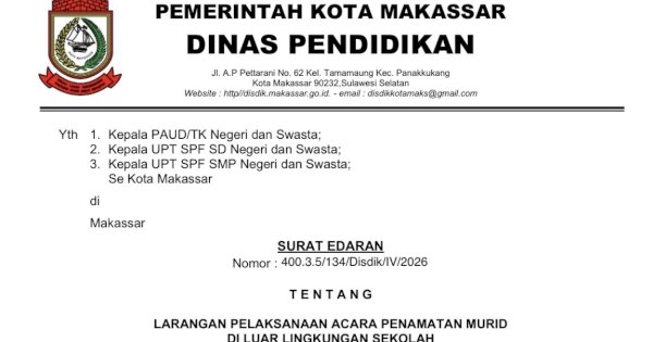 Tekankan Kesederhanaan, Disdik Makassar Larang Acara Penamatan Murid di Luar Sekolah
