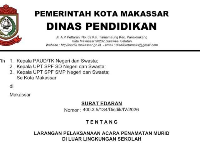 Tekankan Kesederhanaan, Disdik Makassar Larang Acara Penamatan Murid di Luar Sekolah