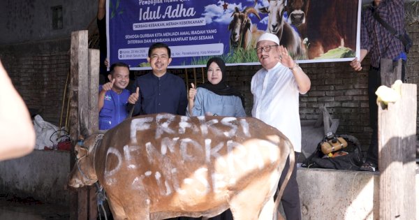 Tebar Berkah Iduladha, Fraksi Demokrat DPRD Sulsel Sembelih Dua Ekor Hewan Kurban