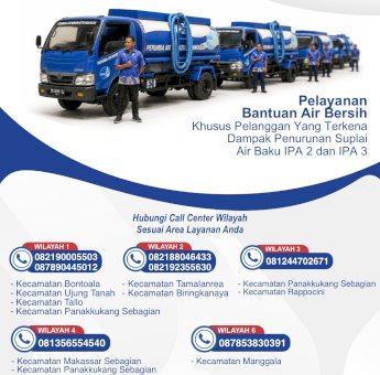 PDAM Makassar Siagakan Mobil Tangki Gratis, Layani Pelanggan Terdampak Penurunan Suplai Air Baku