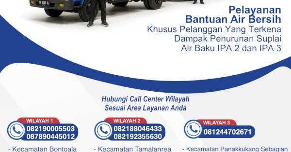 PDAM Makassar Siagakan Mobil Tangki Gratis, Layani Pelanggan Terdampak Penurunan Suplai Air Baku