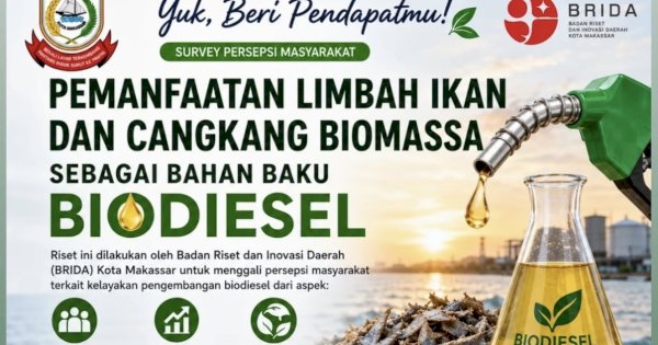 BRIDA Makassar Kaji Potensi Biodiesel dari Limbah Ikan dan Cangkang Biomassa, Libatkan Masyarakat Lewat Survei