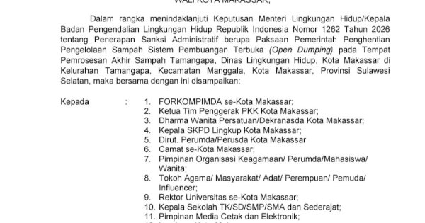 Pemkot Makassar Resmi Hentikan Open Dumping di TPA Tamangapa, Mulai 1 Agustus Hanya Terima Sampah Residu