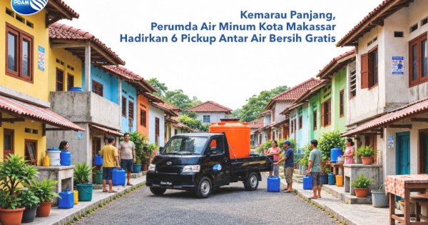 Kemarau Panjang, PDAM Makassar Hadirkan 6 Pickup untuk Antar Air Bersih Gratis